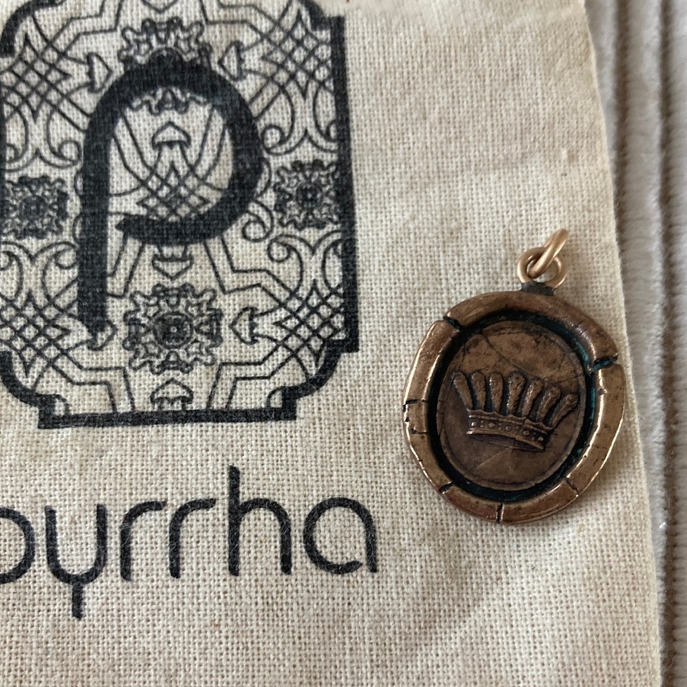 Authentic Pyrrha Oxidized Silver in Bronze Pendant. No chain.